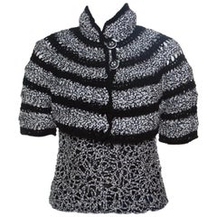 Chanel Black And White Cutout Detail Bolero Jacket and Sleeveless Top Set M