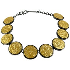 Yves Saint Laurent YSL Vintage Limited Edition Textured Disc Necklace