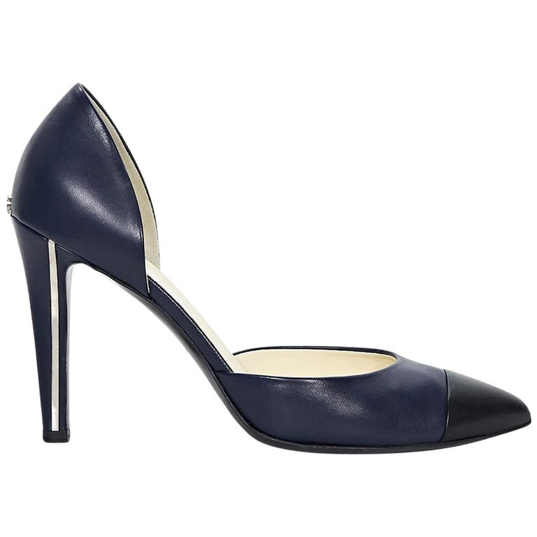 Navy Blue and Black Chanel d'Orsay Pumps at 1stDibs | dorsay wedge, d ...