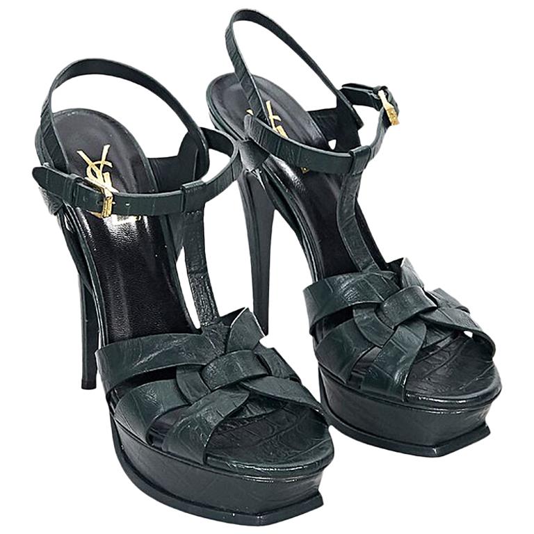saint laurent green heels