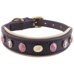 Cameo Stone Leather Dog Collar