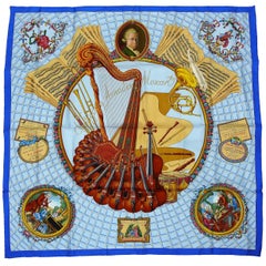 Hermes Vintage Silk Carre Scarf Hommage à Mozart by Julie Abadie