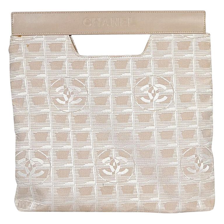 Ivory Chanel Foldover Fabric Clutch