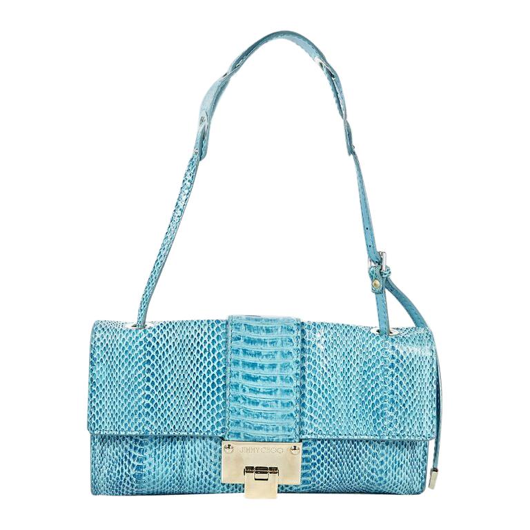 Blue Jimmy Choo Snakeskin Shoulder Bag