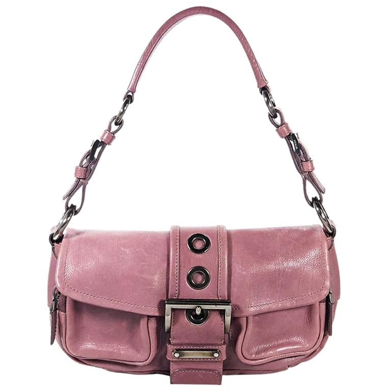 Purple Prada Leather Shoulder Bag