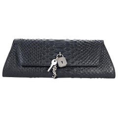 Black Yves Saint Laurent Snakeskin Punk Clutch