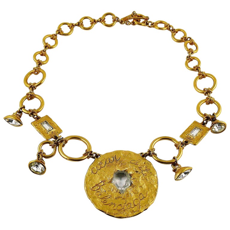 Balenciaga Vintage Gold Toned Cœur d'Été Necklace For Sale at 1stDibs