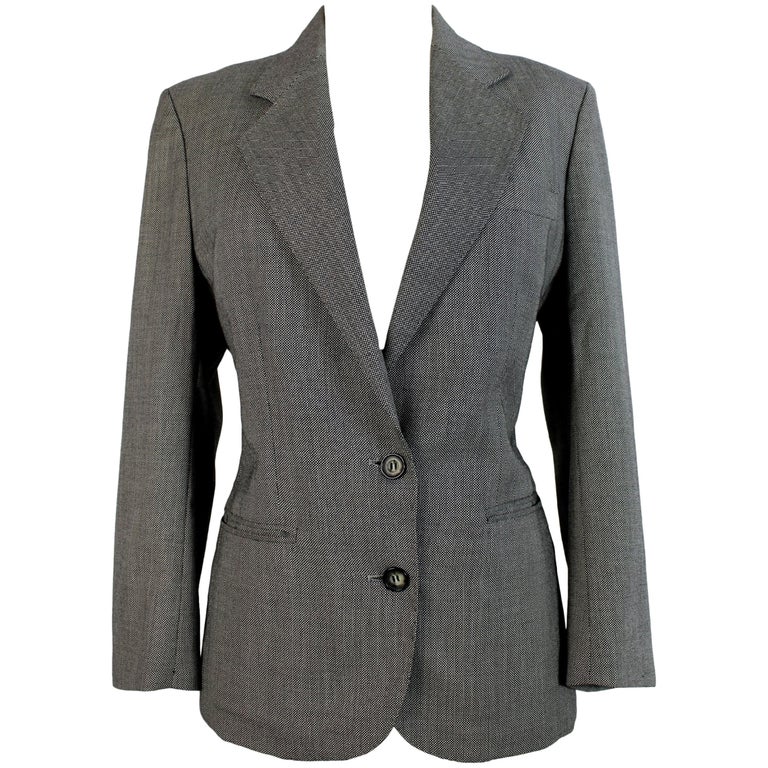 1980s Burberrys Gray Houndstooth Slim Fit Blazer Jacket For Sale at 1stdibs