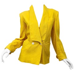 Vintage Yves Saint Laurent 1970s Canary Yellow Double Breasted 70s Jacket Blazer