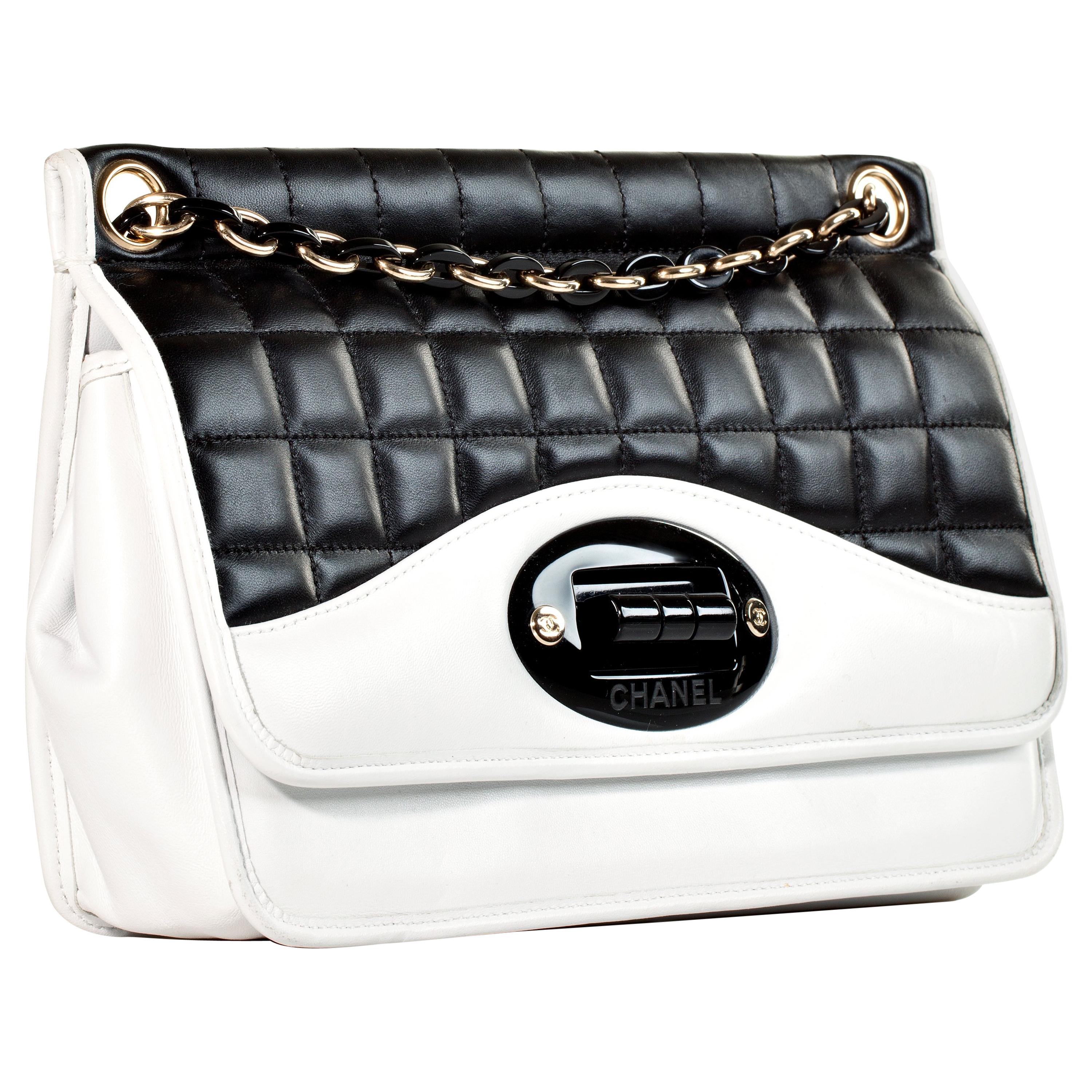 Chanel Two Tone Black and White Flap Bag Rare Limited Edition For Sale