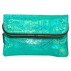 ZAGLIANI Clutch in green/Shiny Blue Python