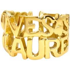 Yves Saint Laurent YSL 90s Vintage Gold Plated Cuff Bracelet