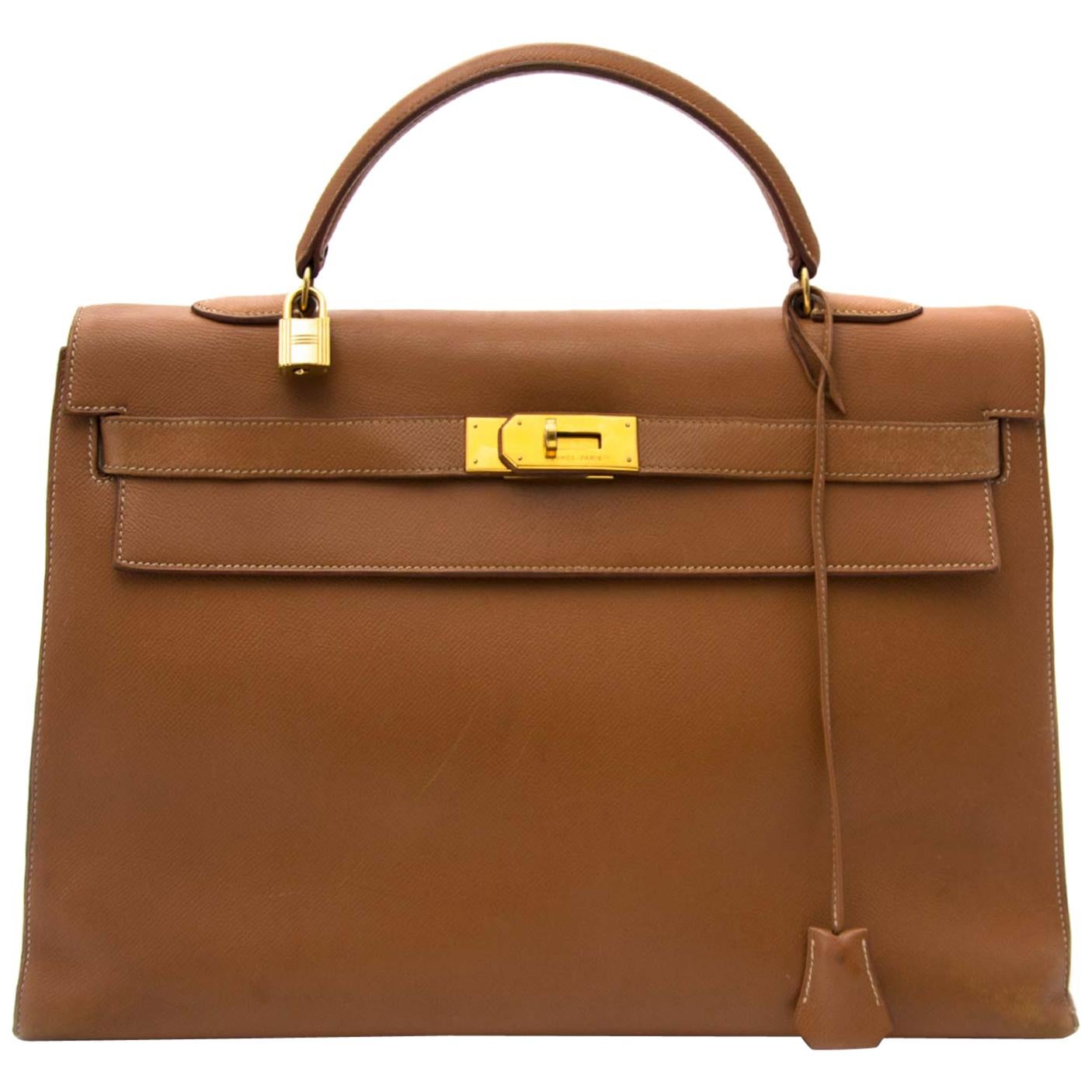 Hermes Kelly 40 Gold Sellier Courchevel GHW