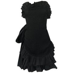 1987 Yves Saint Laurent Strapless Ruffle Silk & Taffeta Mini Dress