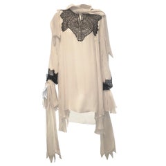 Francesco Scognamiglio French Victorian Silk & Lace Long Sleeve Blouse