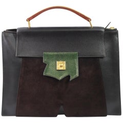 Hermes Retro 1994 President Briefcase in Leather and Lizard