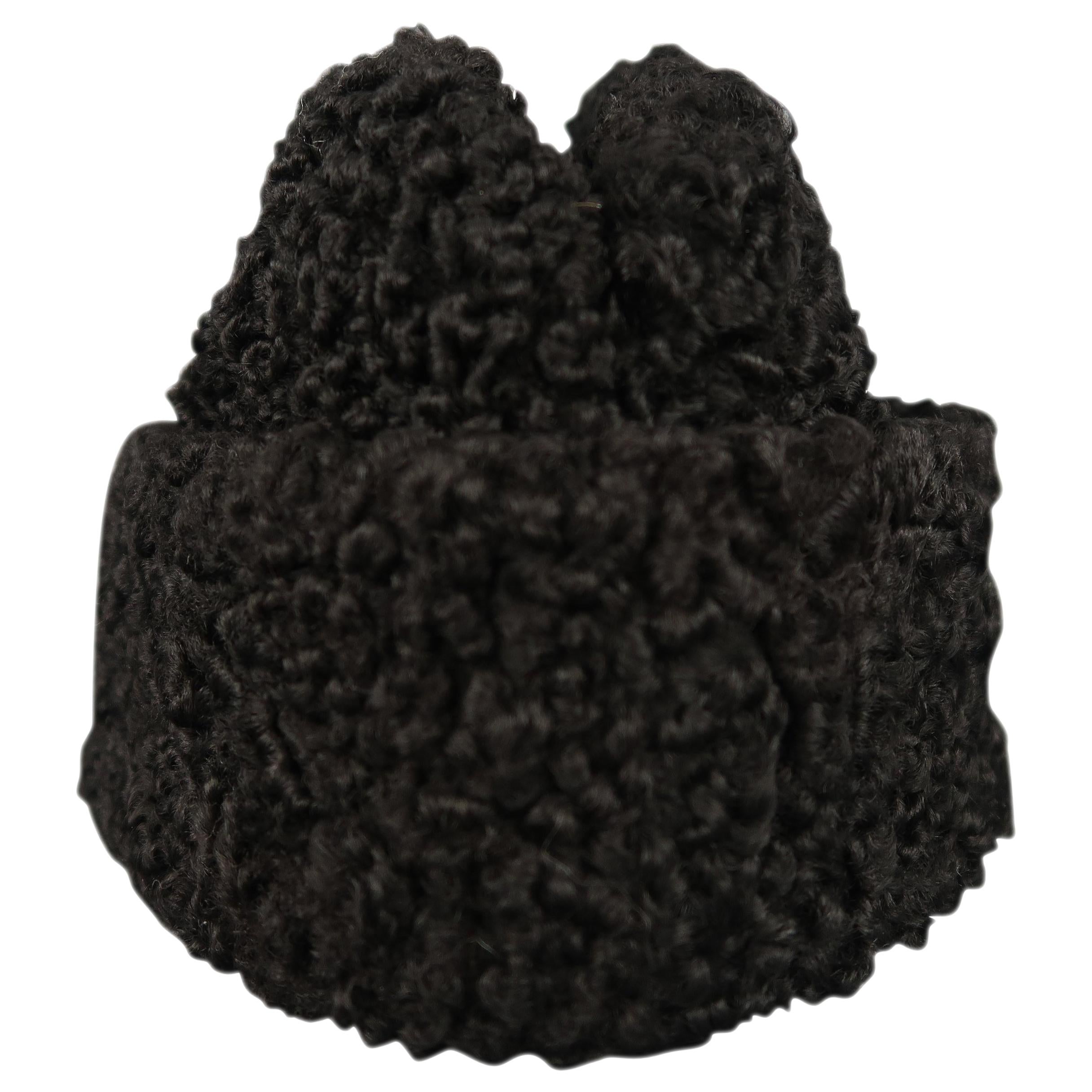 MILLER Size L Black Persian Lamb Fur Ambassador Hat