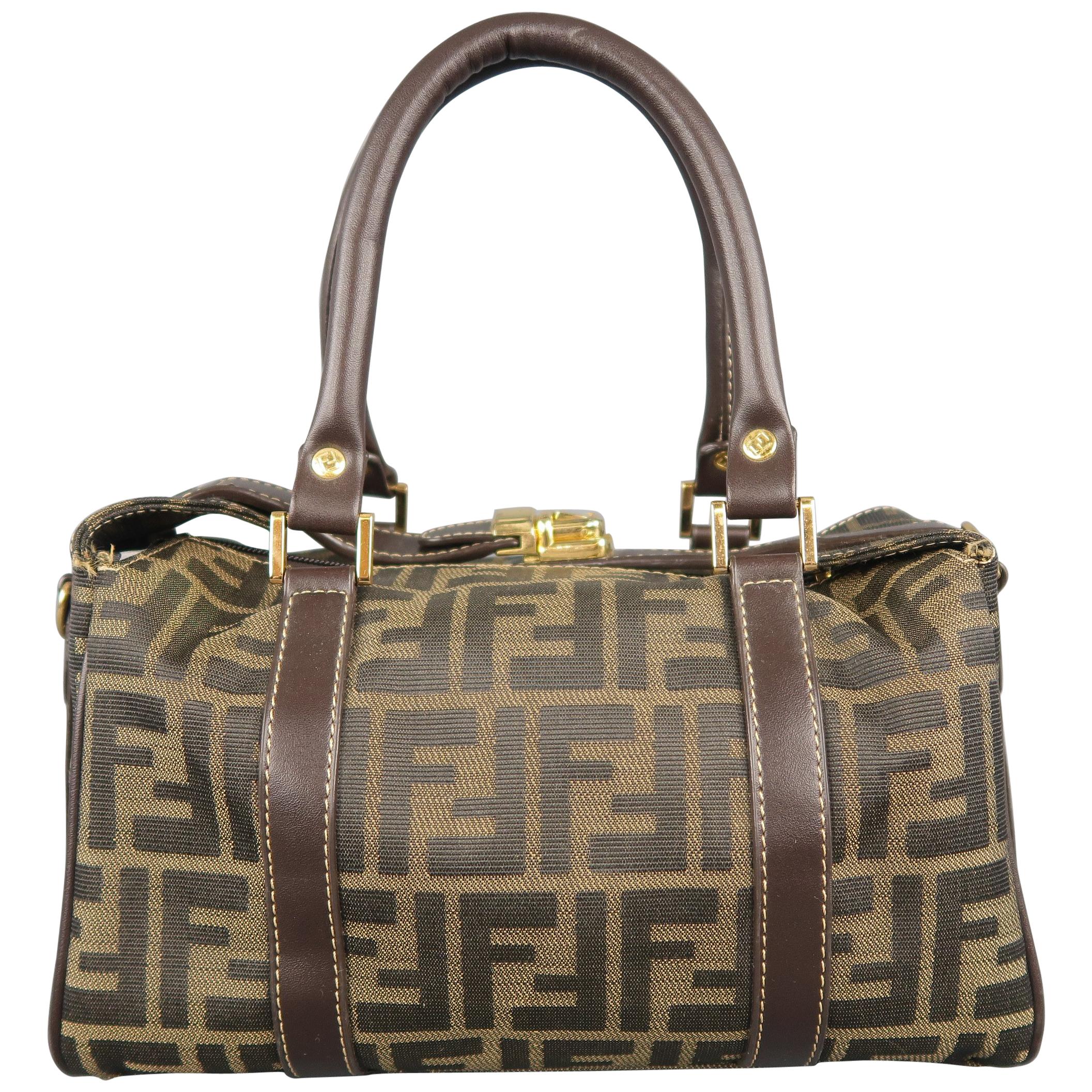 Fendi Zucca Medium Boston Bag - Brown Handle Bags, Handbags - FEN284181