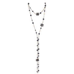 Chanel Pearl & Beaded Necklace - dark blue/white
