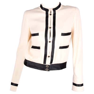 Chanel Gold Flecked Cropped Jacket With Gold Tone Logo Buttons For Sale ...