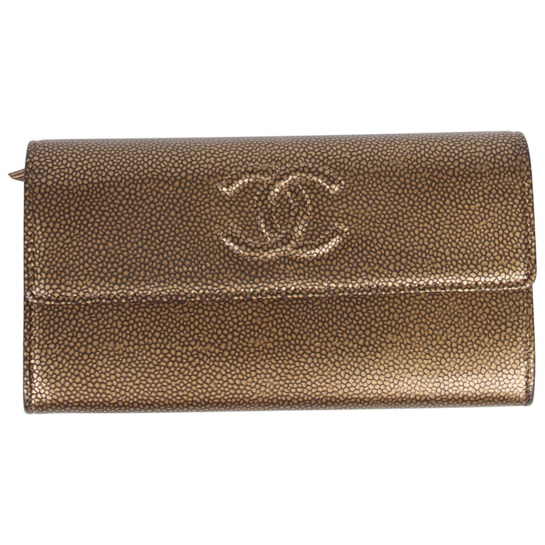 Chanel CC Wallet Caviar Leather - gold at 1stDibs