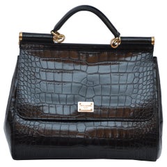 Dolce & Gabbana Crocodile Grand Sac à main Miss Sicily MINT