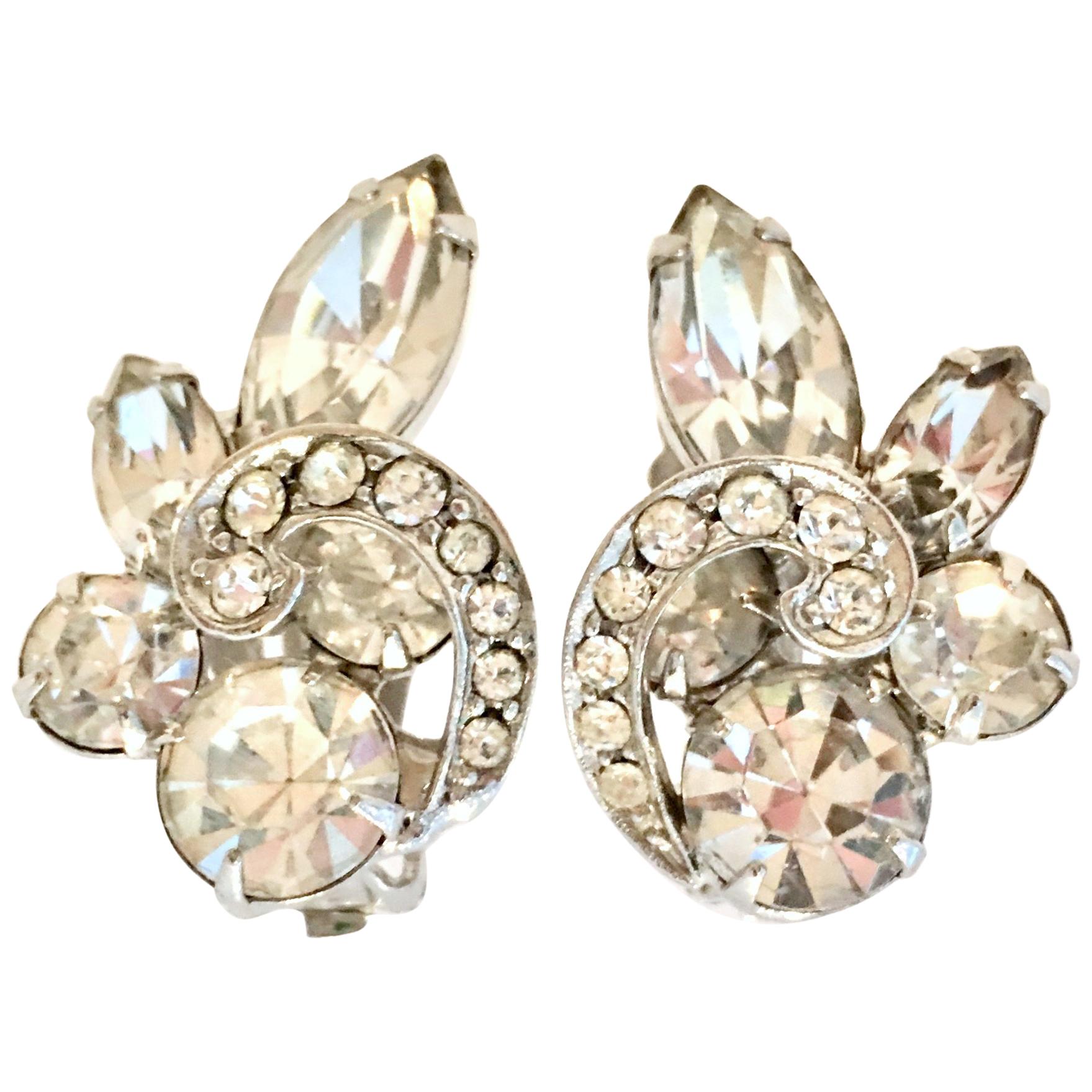 20th Century Silver & Swarovski Crystal Earrings By, Eisenberg For Sale