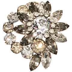 20th Century Silver & Swarovski Crystal Abstract Floral Brooch By, Eisenberg Ice