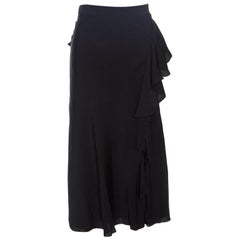 Alexander McQueen Black Ruffled Midi Skirt L