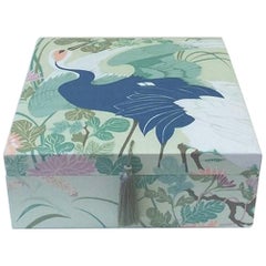 Birds Pattern Fabric Decorative Storage Box for Scarves 