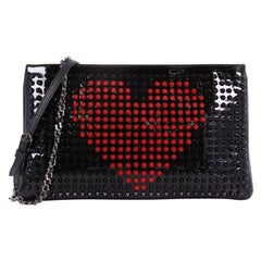 Christian Louboutin Loubiposh Clutch Printed Spiked Paten Used Christian Louboutin Loubiposh Clutch Printed Spiked Paten