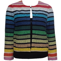 Sonia Rykiel Rainbow Striped Textured Cropped Jacket S