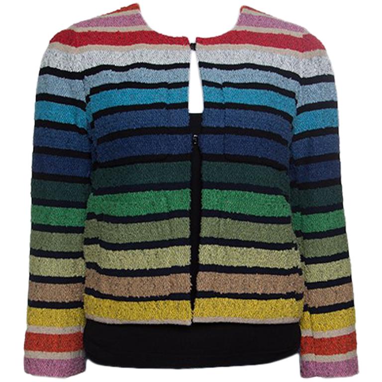 Sonia Rykiel Rainbow Striped Textured Cropped Jacket S For Sale at 1stDibs