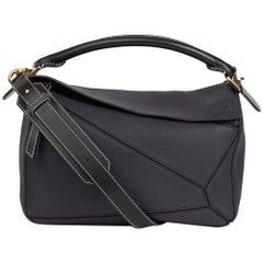 Used 2017 Loewe Midnight Blue & Black Grained Calfskin Leather Puzzle Bag