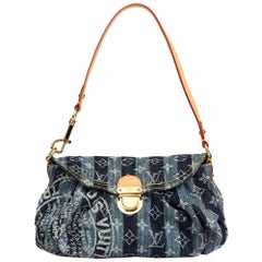 2006 Louis Vuitton Blue Monogram Denim Pleaty Shoulder Bag