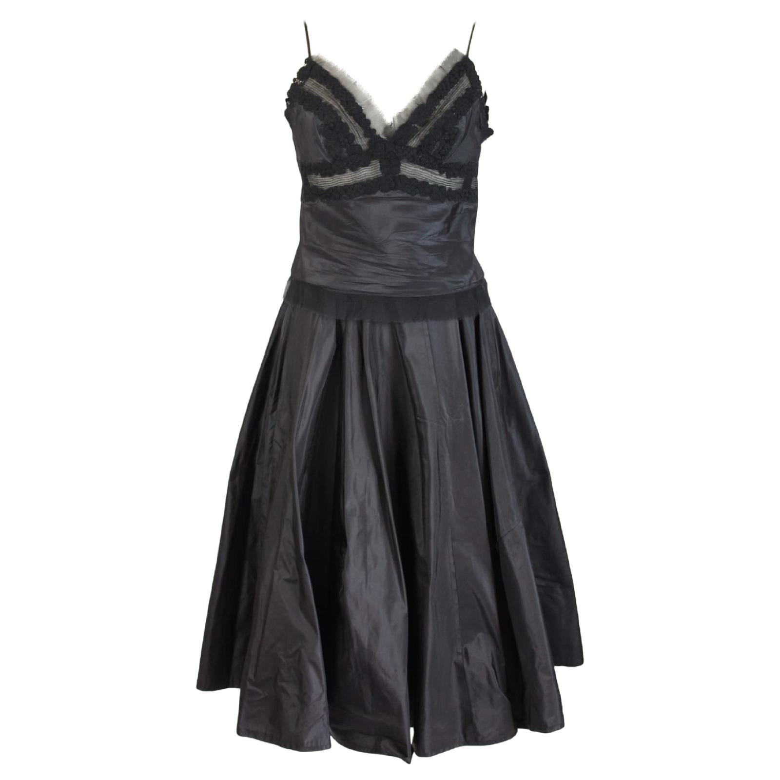 1980s Ermanno Scervino Black Silk Evening Gowns Dress