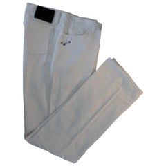 2000s Yves Saint Laurent White Cotton Bootleg Pants