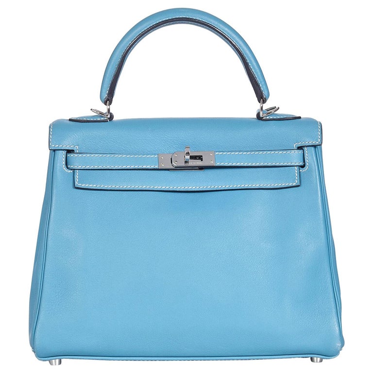 Hermès Blue Jean Swift 25cm Kelly Bag at 1stDibs | hermes kelly blue ...