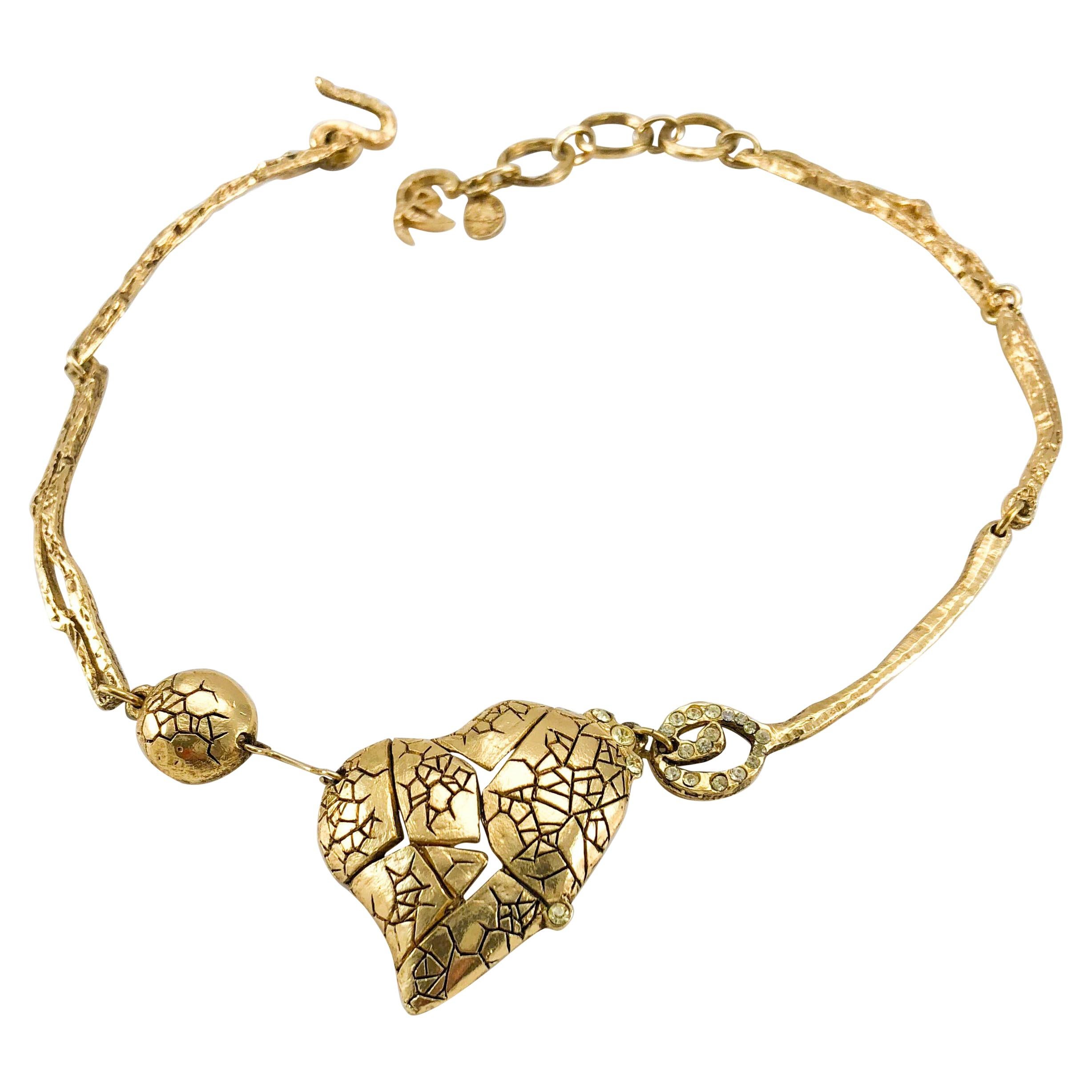 1990's Christian Lacroix Gold-Plated 'Broken Heart' Necklace