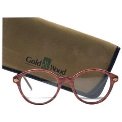 Nuovo Occhiali da sole vintage in oro e Wood, anni '80, Made in France