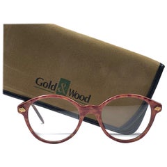 Gold & Holz Echte Vintage-Sonnenbrille 1980er Jahre Made In France