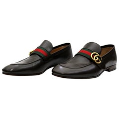 Gucci Mocassin Leather With Web Details and Double GG
