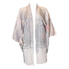 Vintage Silk Kimono with Sparling Chrysanthemum Design