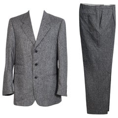 1990s Roberto Capucci Black White Wool Tweed Pants Suit