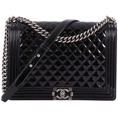 Chanel Boy Flap Bag Quilted Patent Large
