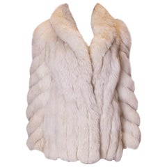 A Retro 1970s artic white fox fur jacket winter coat
