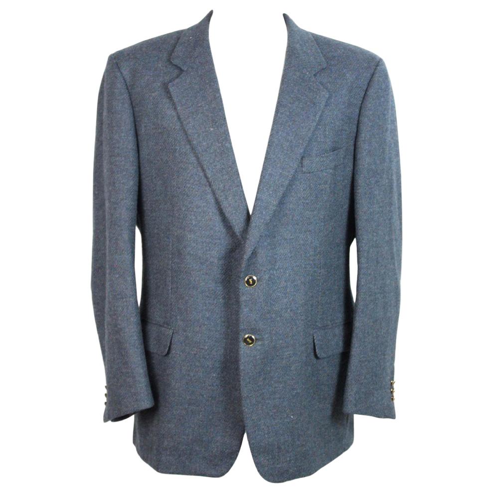 1990s Yves Saint Laurent Blue Tweed Wool Jacket