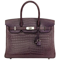 2010 Hermes Amethyst Matte Porosus Crocodile Leather Birkin 30cm