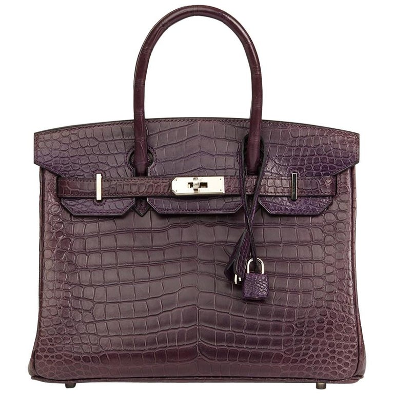 Hermès Amethyst Crocodile Porosus Lisse Birkin 30 QGB0Q2RLUB000