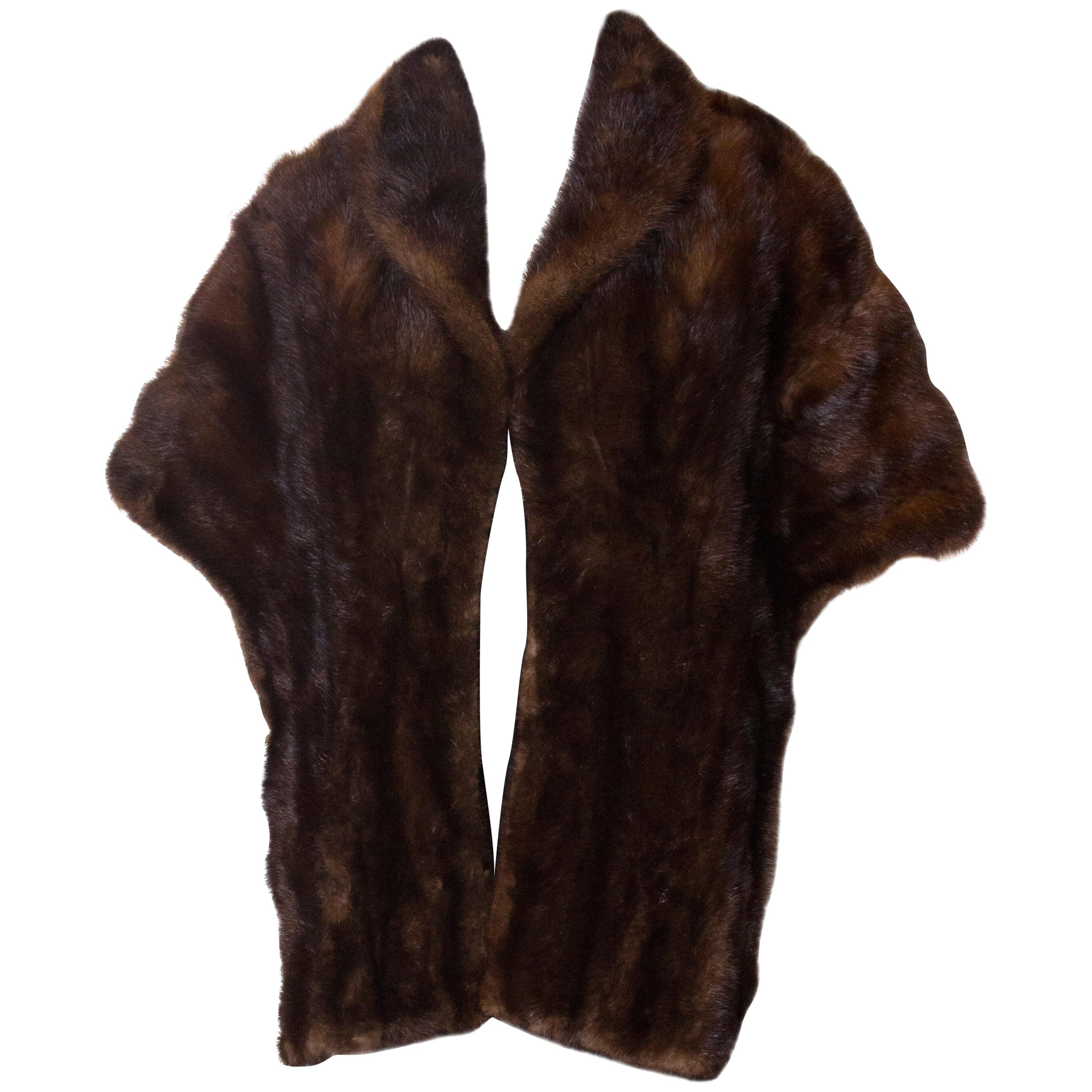 Vintage Mink Stole with Shawl Collar